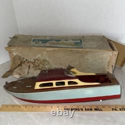 Vtg 1950s-60s Battery Operated Wooden Boat 18 Long IMP Motor Parts Repair Box