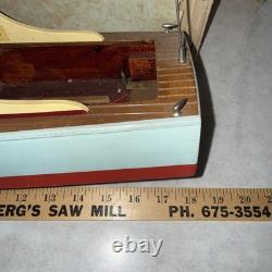 Vtg 1950s-60s Battery Operated Wooden Boat 18 Long IMP Motor Parts Repair Box