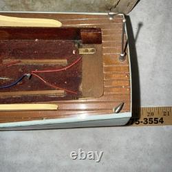 Vtg 1950s-60s Battery Operated Wooden Boat 18 Long IMP Motor Parts Repair Box