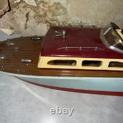 Vtg 1950s-60s Battery Operated Wooden Boat 18 Long IMP Motor Parts Repair Box