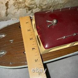 Vtg 1950s-60s Battery Operated Wooden Boat 18 Long IMP Motor Parts Repair Box