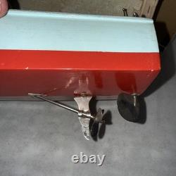 Vtg 1950s-60s Battery Operated Wooden Boat 18 Long IMP Motor Parts Repair Box