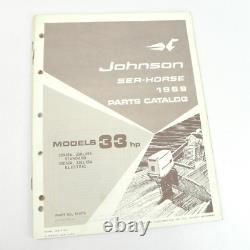 Vtg 1969 Johnson Seahorse Boat Engines Official Parts Catalog 20-115 Horsepower