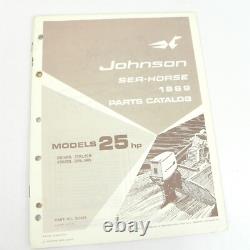 Vtg 1969 Johnson Seahorse Boat Engines Official Parts Catalog 20-115 Horsepower