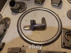 Vtg Boat Deck Cabin Parts Chrome Railing Mounts Hatch Handles Thumb Screws Perko