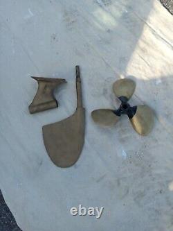 Vtg Chris Craft Wooden Boat Parts. Propellers, Strut, Rudder, Hook 60's Super Sport