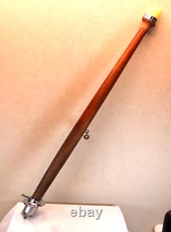 Vtg Classic Boat Parts 1960s Teakwood Flag Post with light and base 32 AS IS