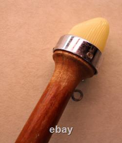 Vtg Classic Boat Parts 1960s Teakwood Flag Post with light and base 32 AS IS
