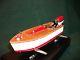 Vtg Fleet Line Toy Boat, Out Board Motor Wooden Hull Pond Parts Electric Classic