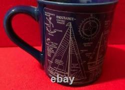 Vtg Nautical Mug Cup Blueprint Sketch Parts Cape Shore Sailboat Boat Sail Blue
