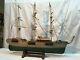 Vtg Nautical Lg Model Boat Green White Hand Made In 31in Long In Parts Repair