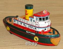 Vtg Neptune Tug Boat 1950s Battery Tin Japan Modern Toys Display/Parts/Repair #