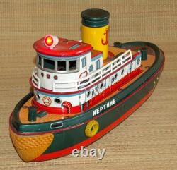 Vtg Neptune Tug Boat 1950s Battery Tin Japan Modern Toys Display/Parts/Repair #