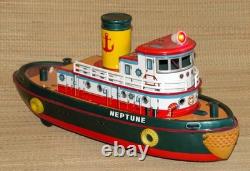 Vtg Neptune Tug Boat 1950s Battery Tin Japan Modern Toys Display/Parts/Repair #
