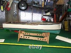 Vtg Speed Boat Batt Op Wood Vinyl Bottom Runaway IV For Parts Or repair SEE DESC