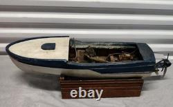 Vtg Wooden RC Boat Handmade Wood Kit Water Cooled Ueda 15 Glow Motor Yacht Parts