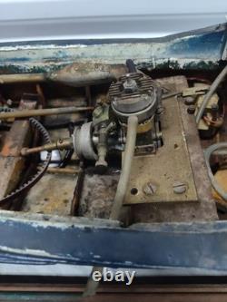 Vtg Wooden RC Boat Handmade Wood Kit Water Cooled Ueda 15 Glow Motor Yacht Parts