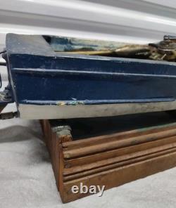 Vtg Wooden RC Boat Handmade Wood Kit Water Cooled Ueda 15 Glow Motor Yacht Parts