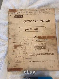 West Bend Outboard Motors Boat Motor Fold Out Brochure Vtg parts catalog -Read