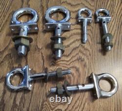 Wooden Boat Parts Chrome Eye Bolts Various Sizes 6 Total In This Lot VINTAGE