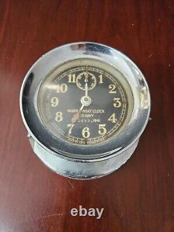Wwii 1941 Seth Thomas Us Navy Mark 1 Boat Clock Chrome Finish Parts Or Repair